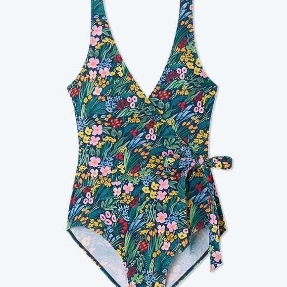 Summersalt Green and Pink One Piece V-Neck Swimsuit - Picture 1 of 14